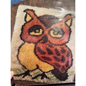 Vtg 1977 MH Owl Wall Hanging Rug 20x27” Latch Hook Kit New Sealed